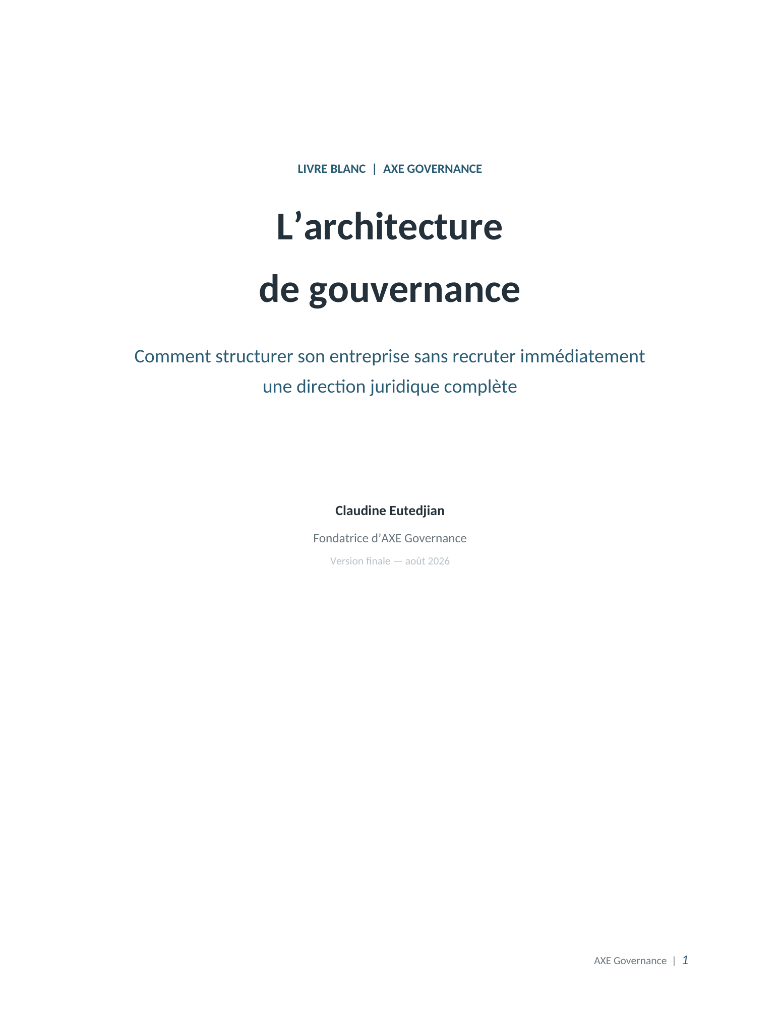 Couverture du livre blanc L’architecture de gouvernance